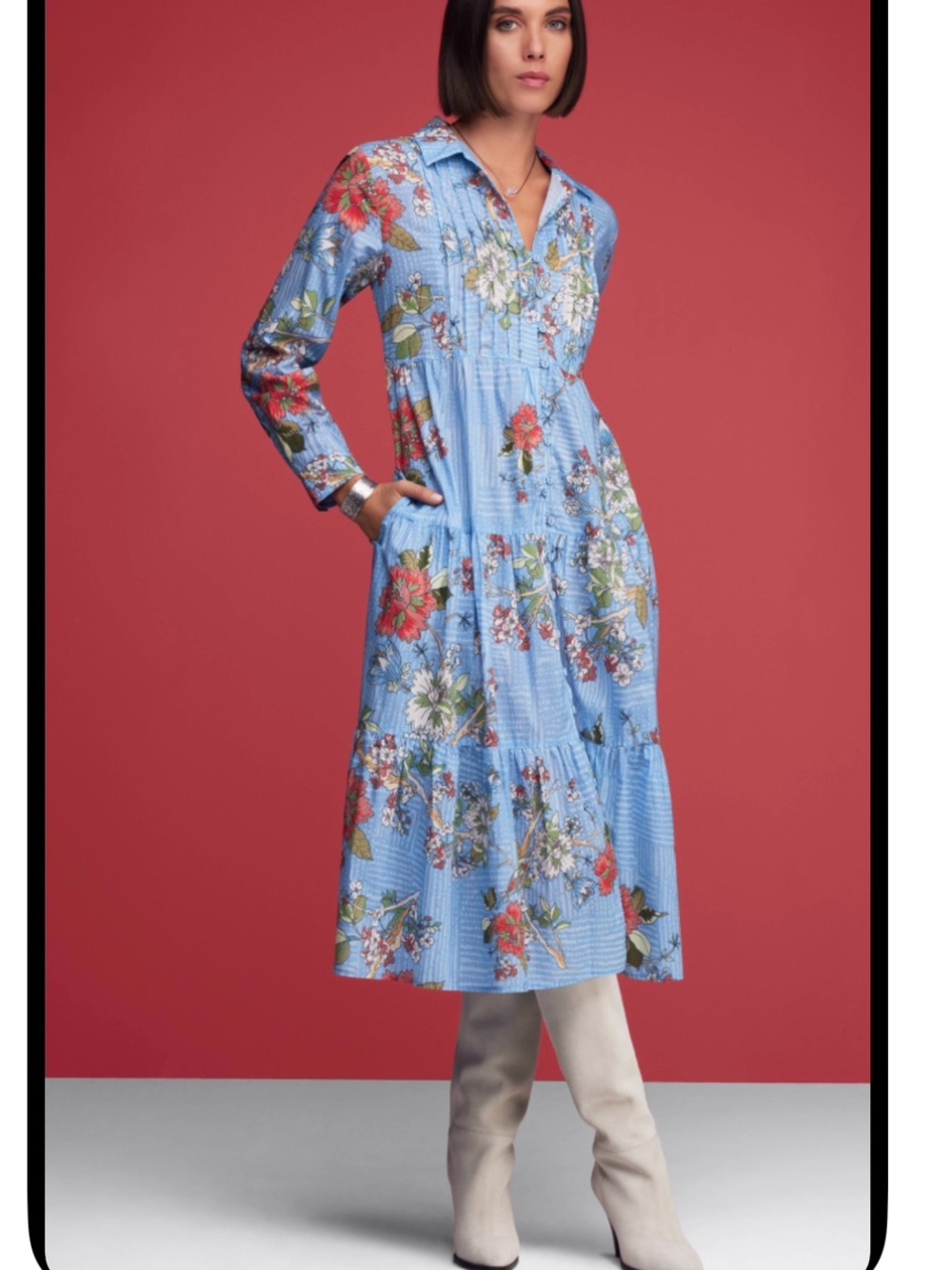 Johnny Was Mosaic Tiered Wanderer midi Dress size M